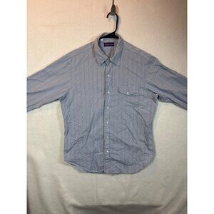 Ralph Lauren Mens Striped Button-Down Shirt M Blue & White purple label